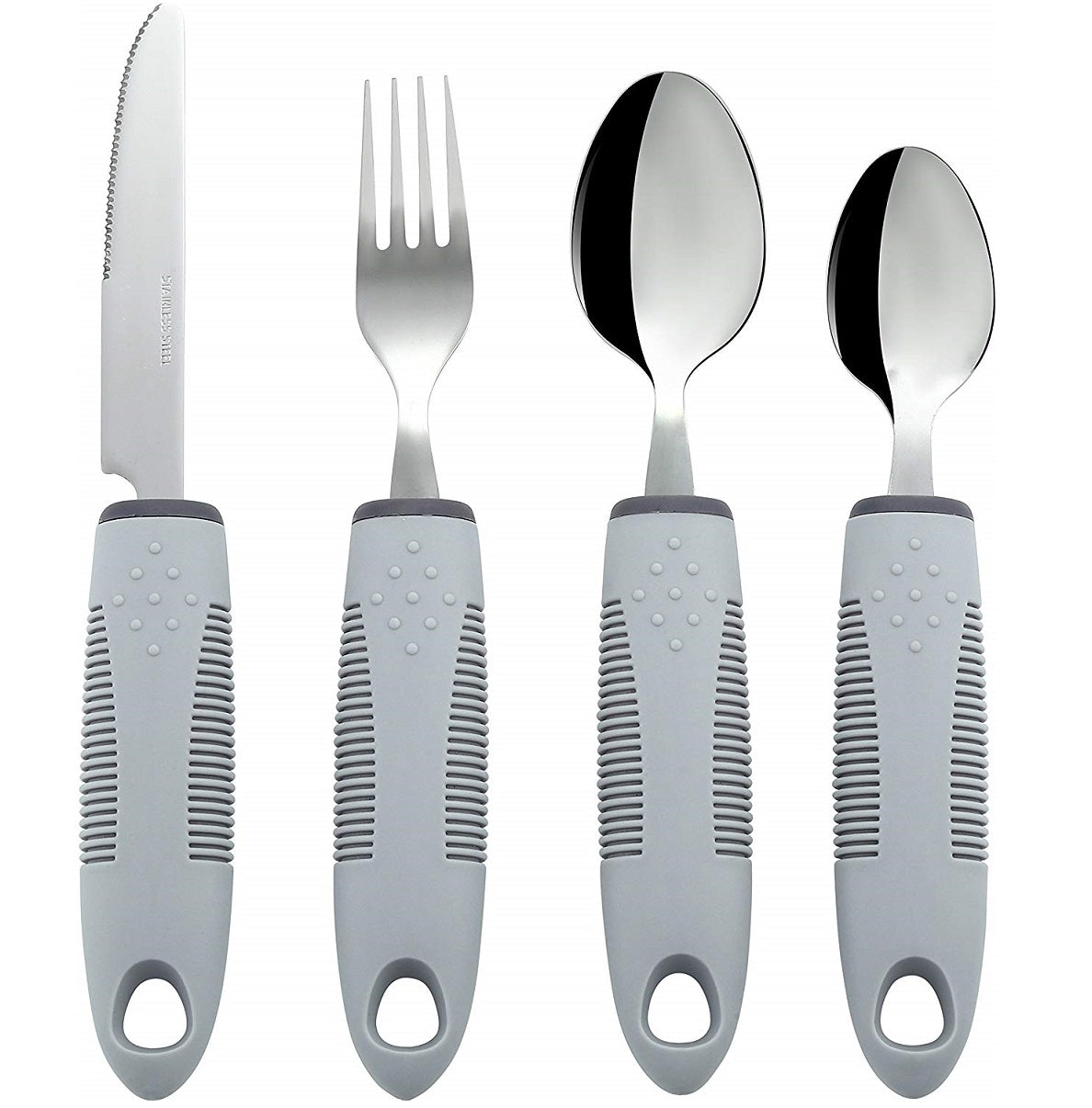 Conjunto de cozinha Homvare de 4 peças, utensílios adaptáveis ​​com alças largas, sem peso e antiderrapantes para tremores nas mãos