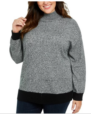 Karen Scott Women's Plus Size Mock Neck Cotton Sweater Charcoal Size 1X