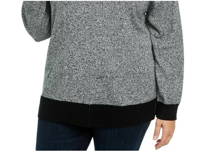 Karen Scott Suéter Feminino Plus Size Gola Falsa Algodão Cinza Escuro Tamanho 1X