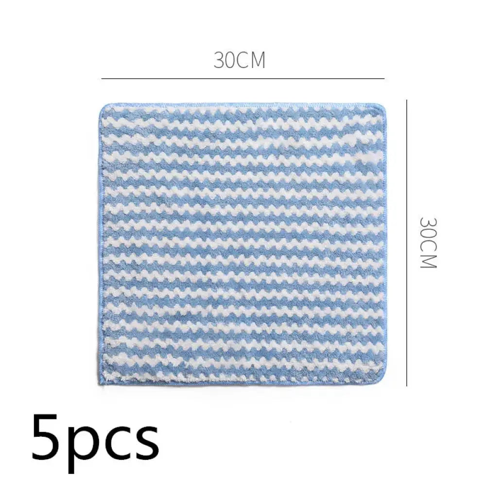 Super Absorbent Striped Coral Fleece Kitchen Cleaning Cloths