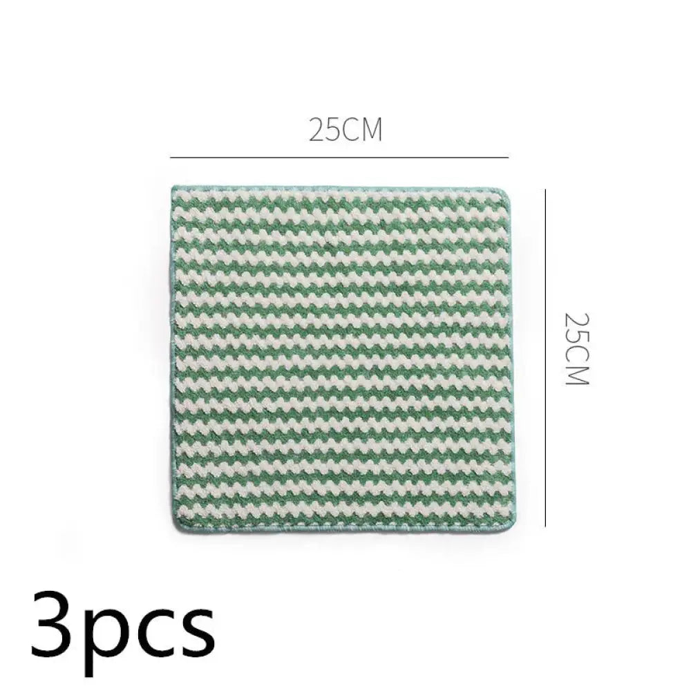 Super Absorbent Striped Coral Fleece Kitchen Cleaning Cloths