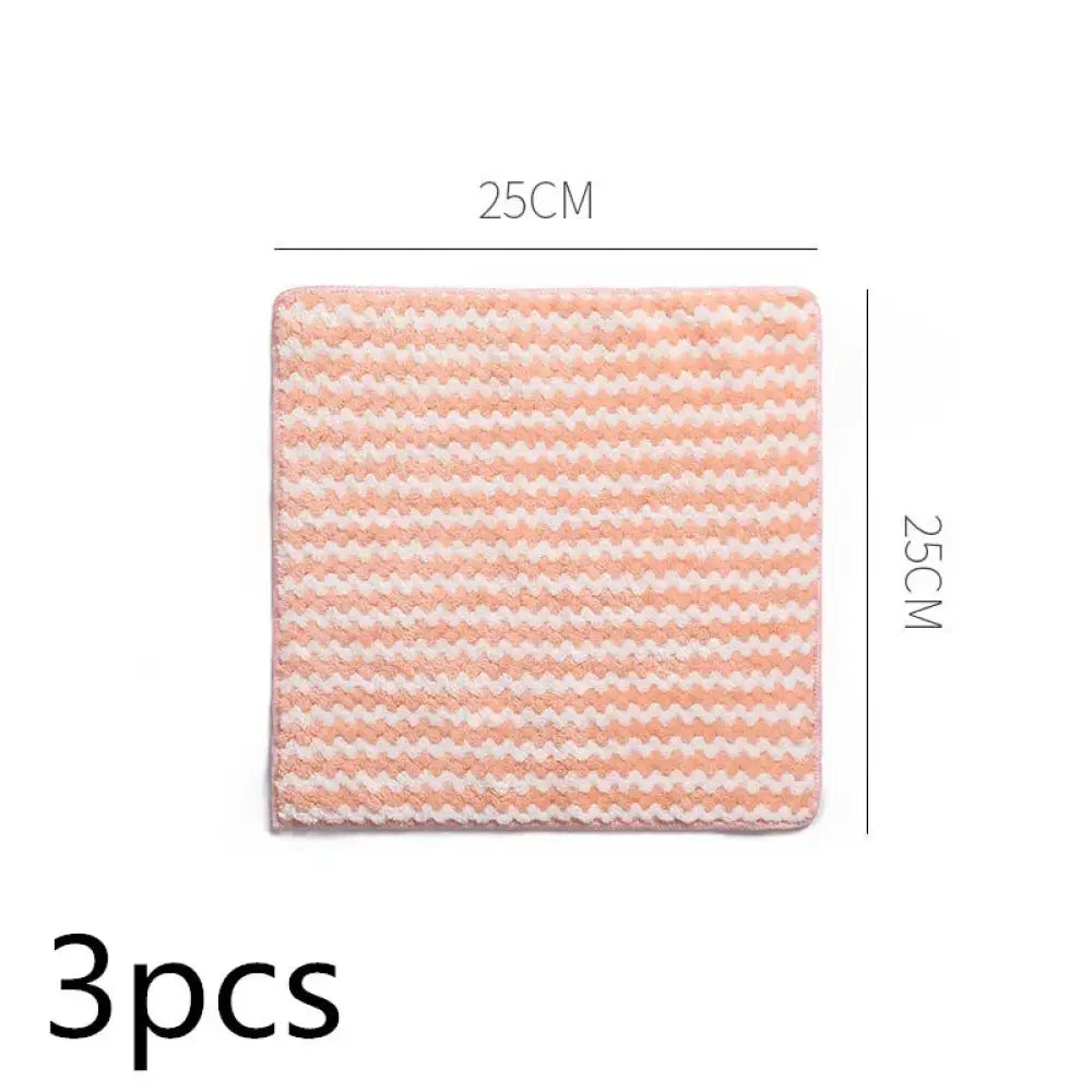 Super Absorbent Striped Coral Fleece Kitchen Cleaning Cloths