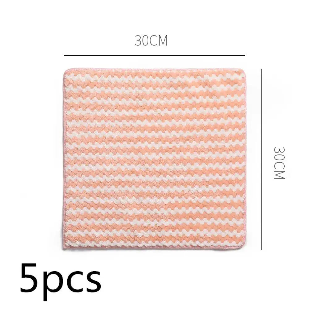 Super Absorbent Striped Coral Fleece Kitchen Cleaning Cloths