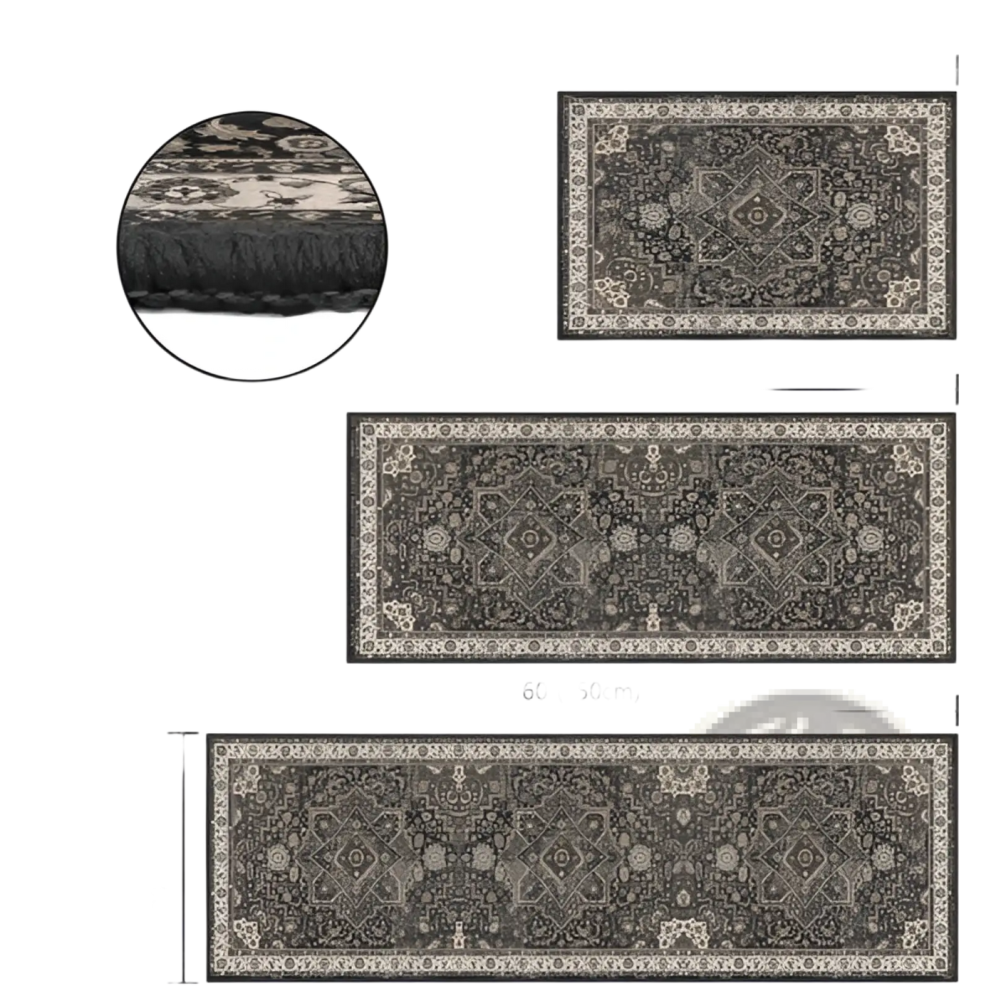 Kitchen Rug Sets 3 Piece Washable Boho Non Slip Runner