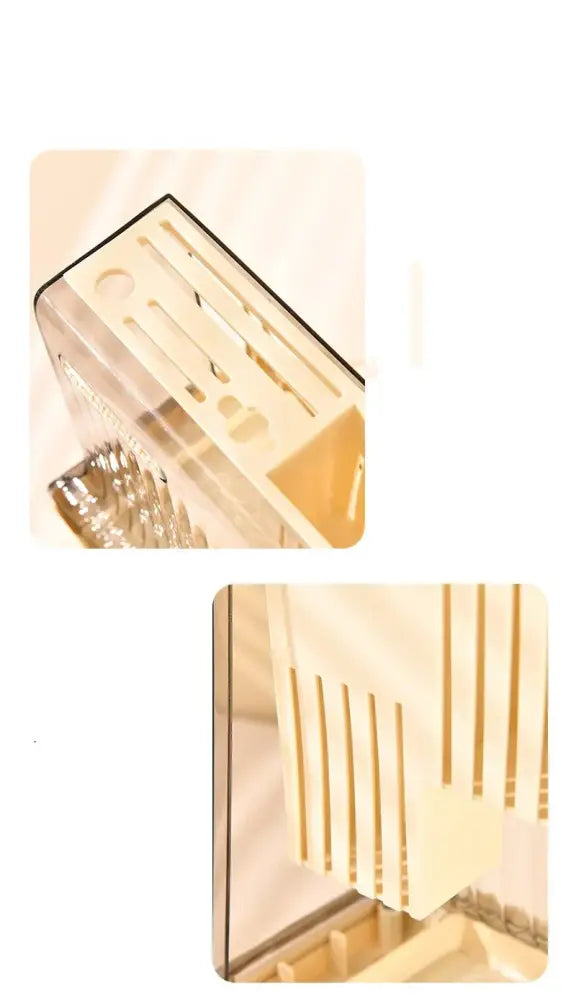 Cream Acrylic Knife Block and Cutlery Storage Rack