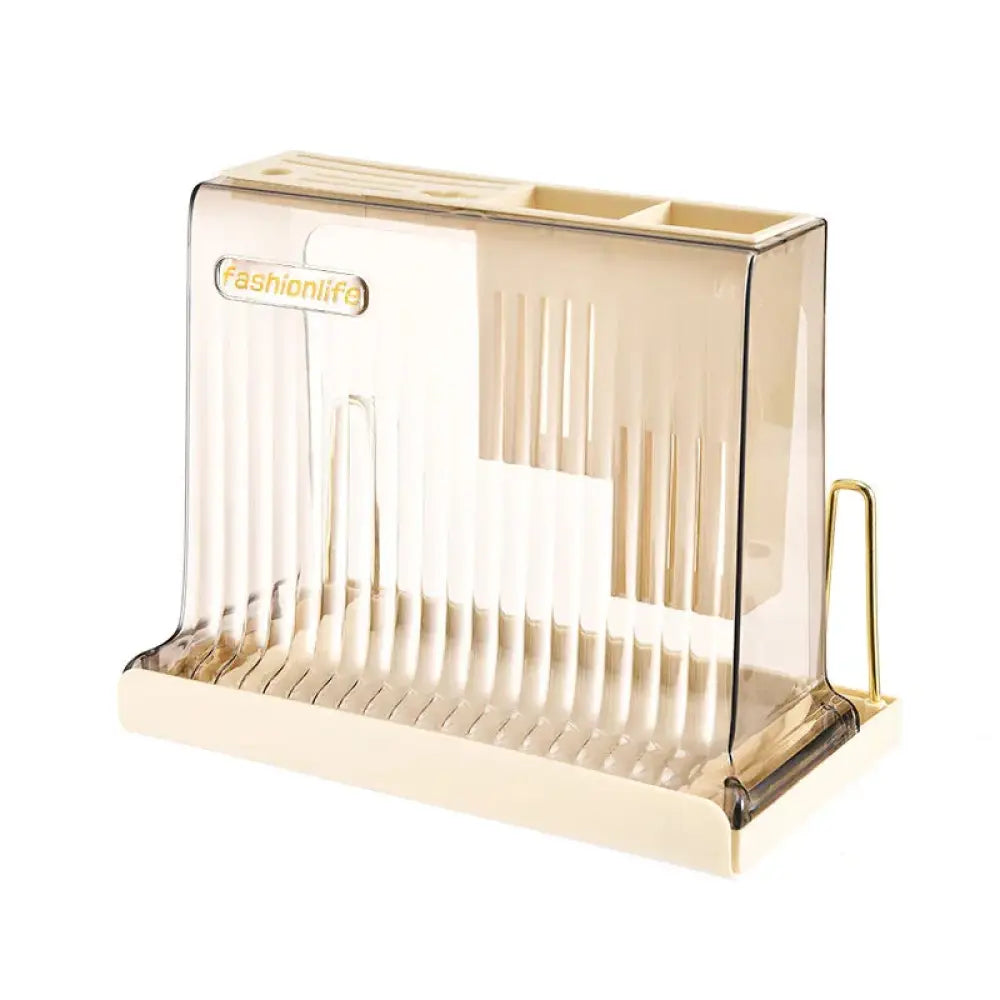 Cream Acrylic Knife Block and Cutlery Storage Rack