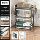 3-tier Black Metal Dish Rack with Marble Water Trays