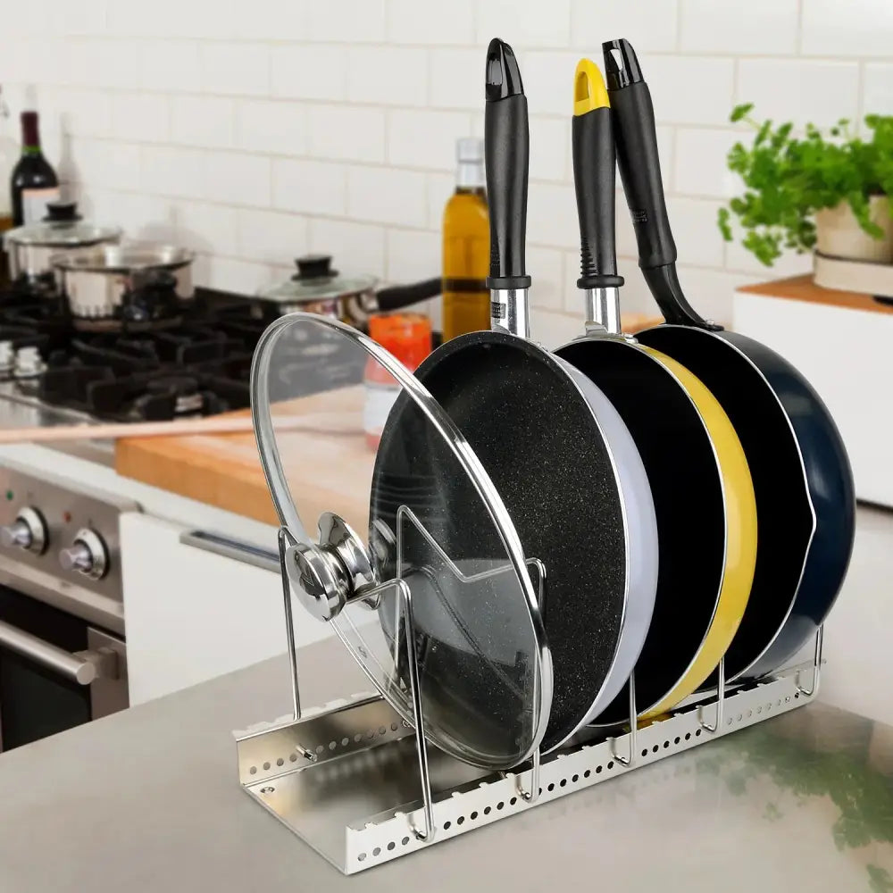 Adjustable Stainless Steel Pot and Pan Organizer Rack