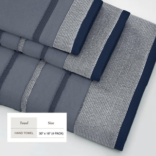 Decorative Cotton Stripe Bath Towel Set - Noelle Collection