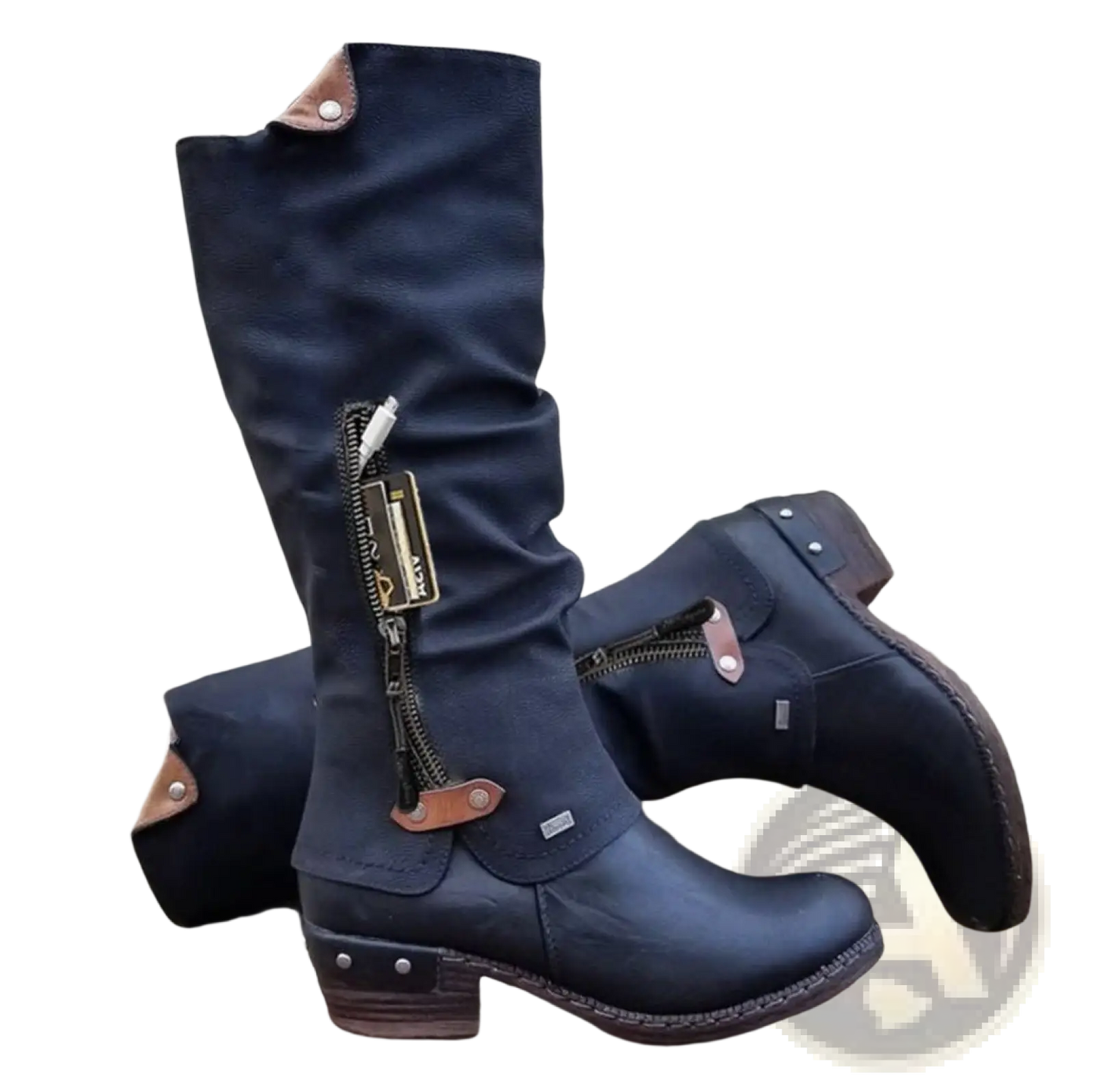 Knee High Suede Leather Boots with Block Heel