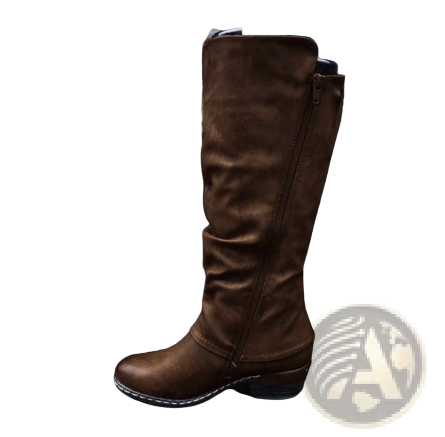 Knee High Suede Leather Boots with Block Heel