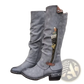 Knee High Suede Leather Boots with Block Heel