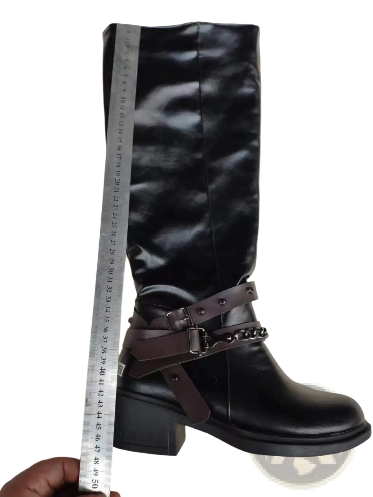 Knight Boots Women's Buckle Strap Chunky Heel Suede