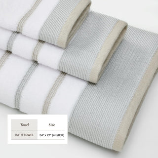 Decorative Cotton Stripe Bath Towel Set - Noelle Collection
