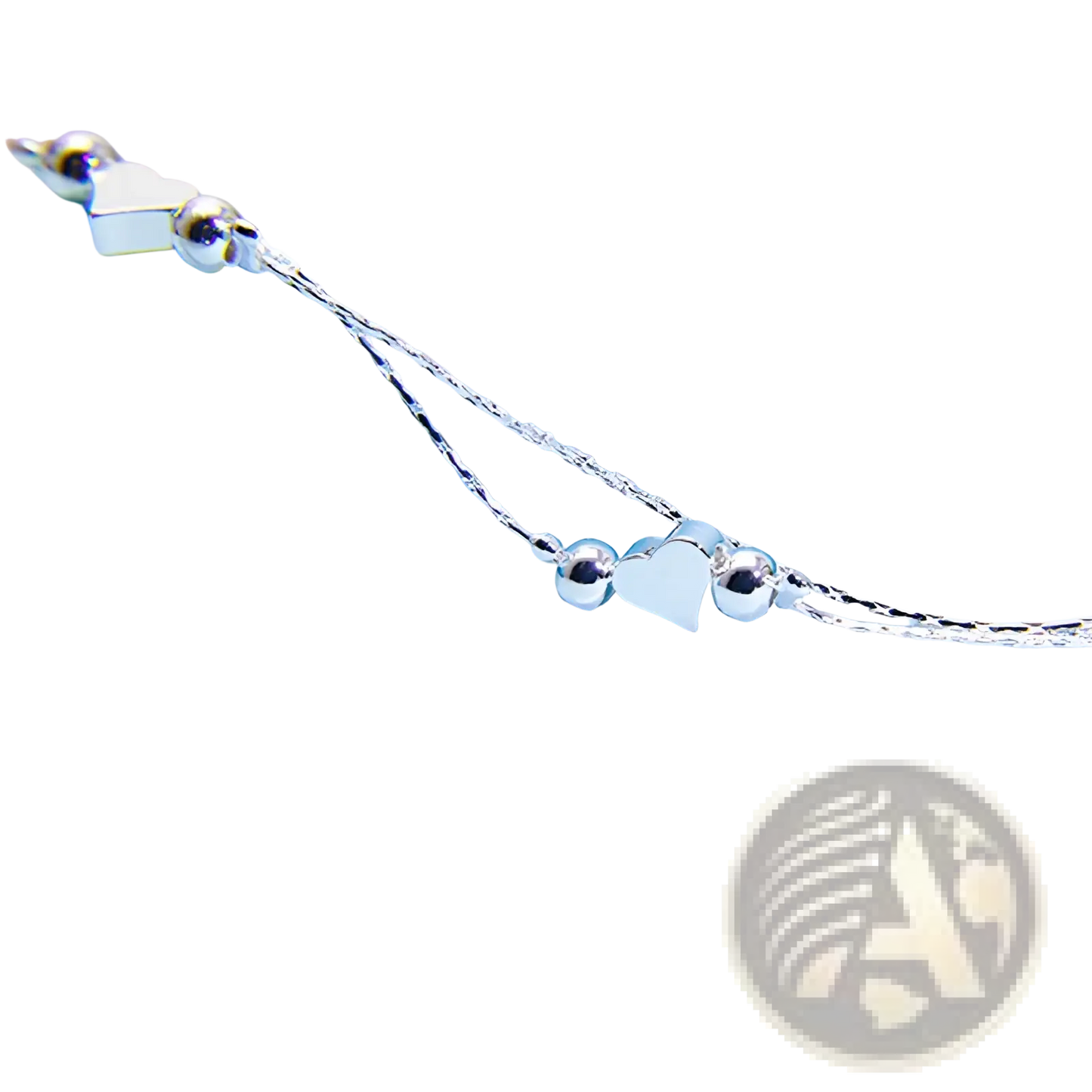 Korean Double Layer Silver Heart Bead Bracelet