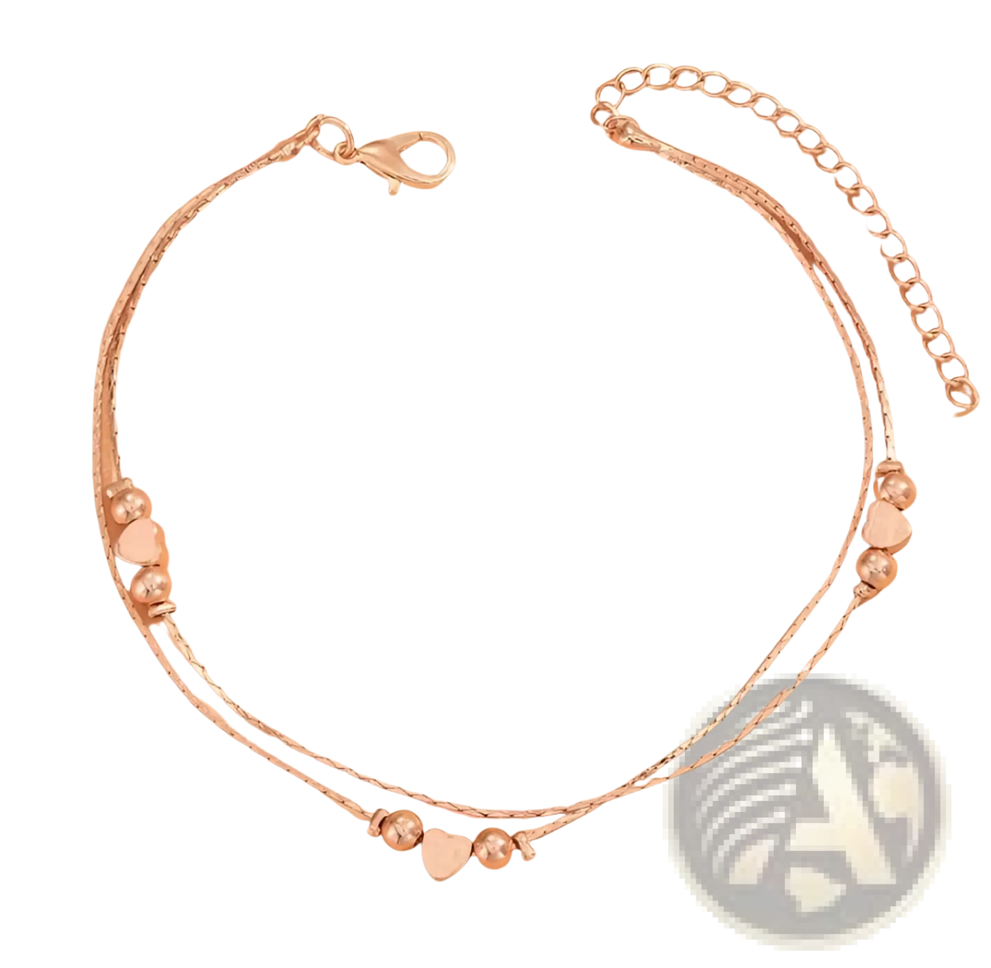 Korean Double Layer Silver Heart Bead Bracelet