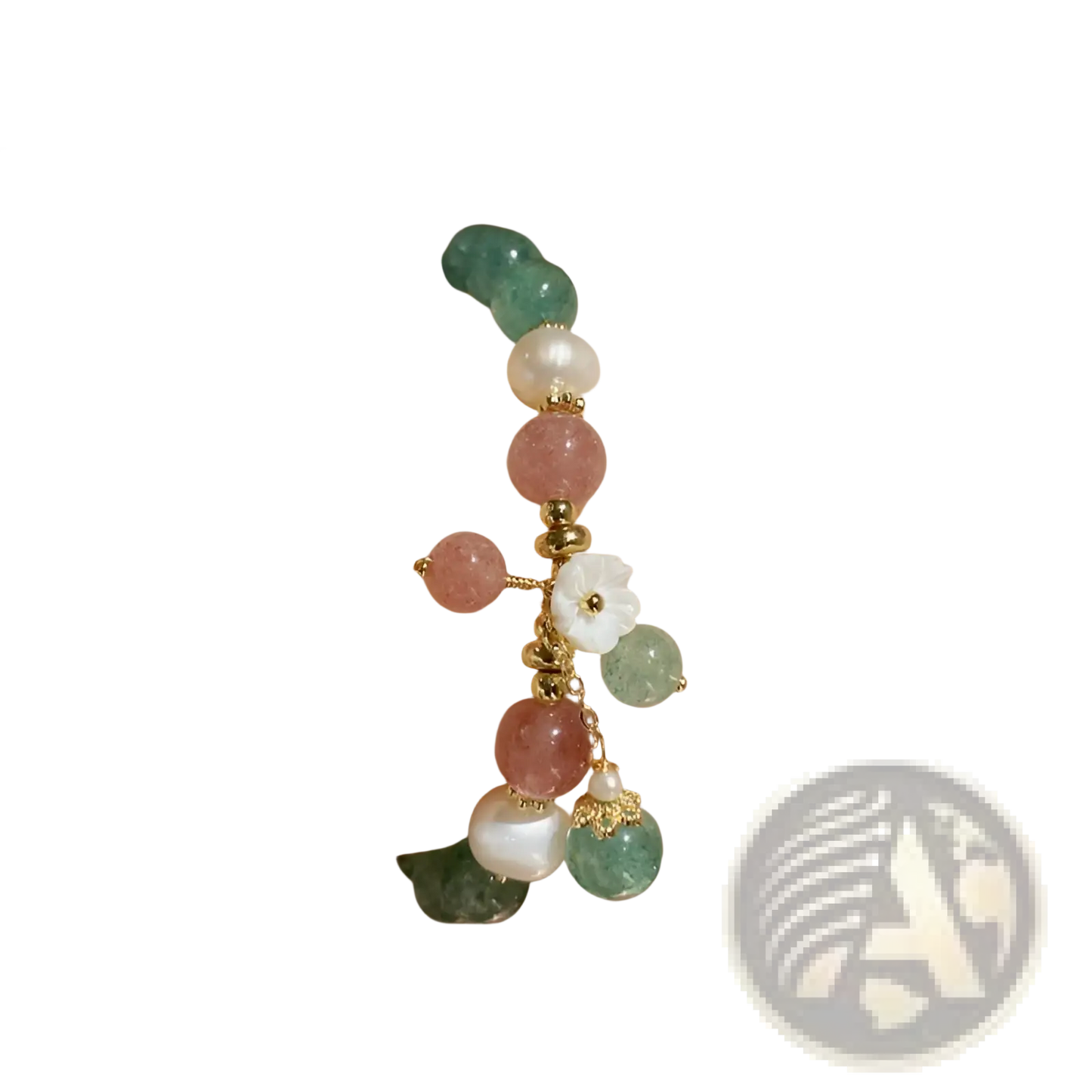 Korean Floral Green Strawberry Crystal Beaded Bracelet