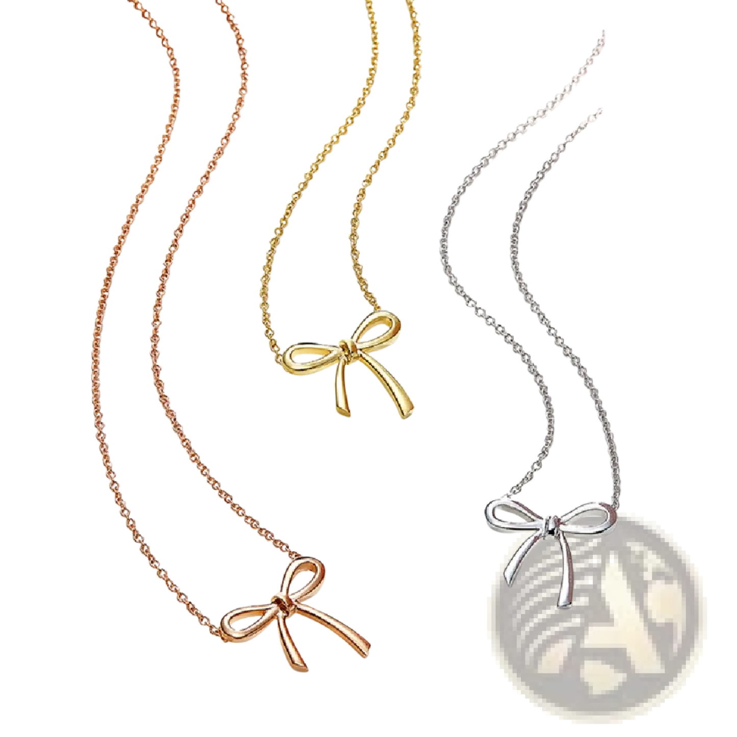 Korean Style Bow Pendant Gold and Silver Clavicle Necklace