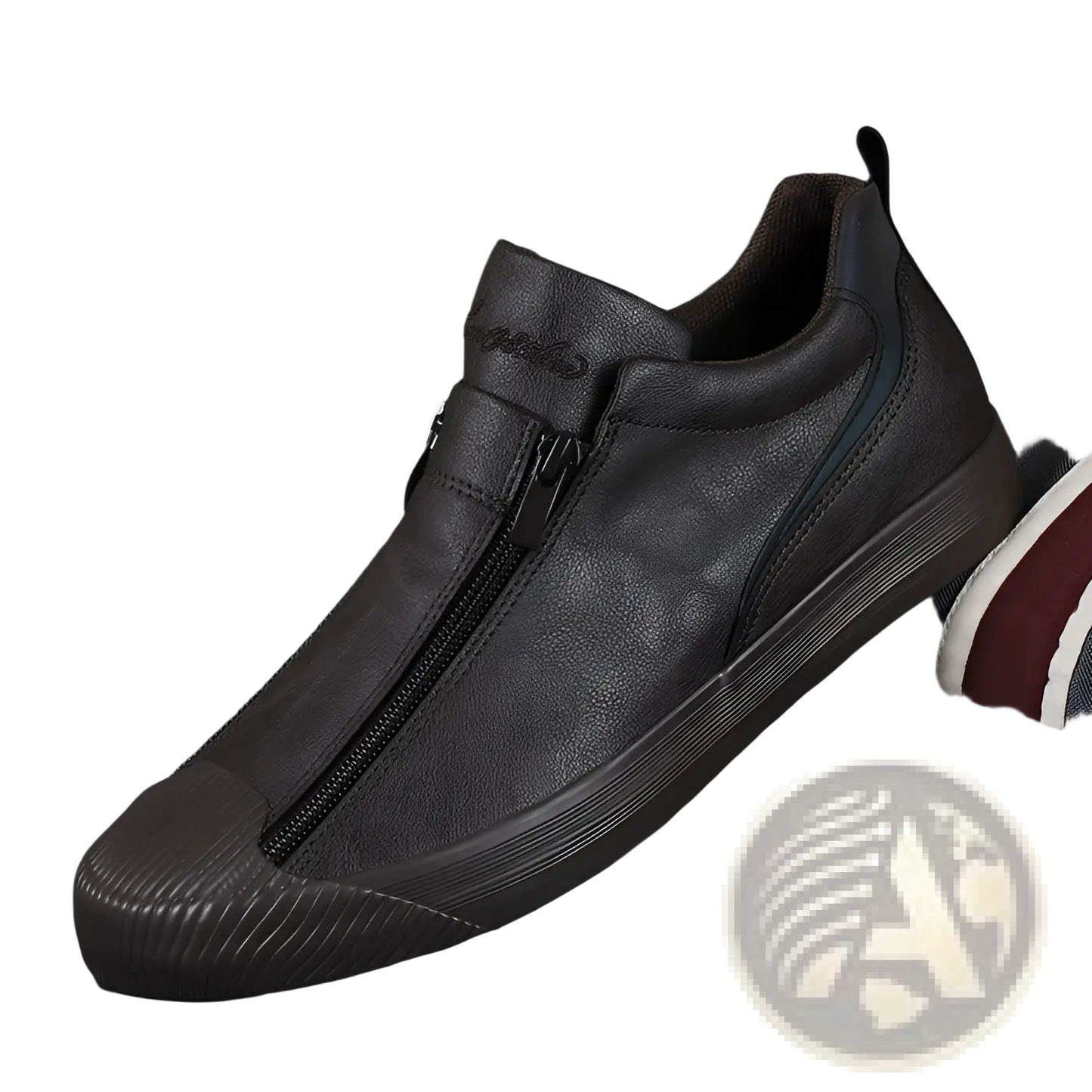 Korean Style Men's High Heel Leather Zipper Sneakers