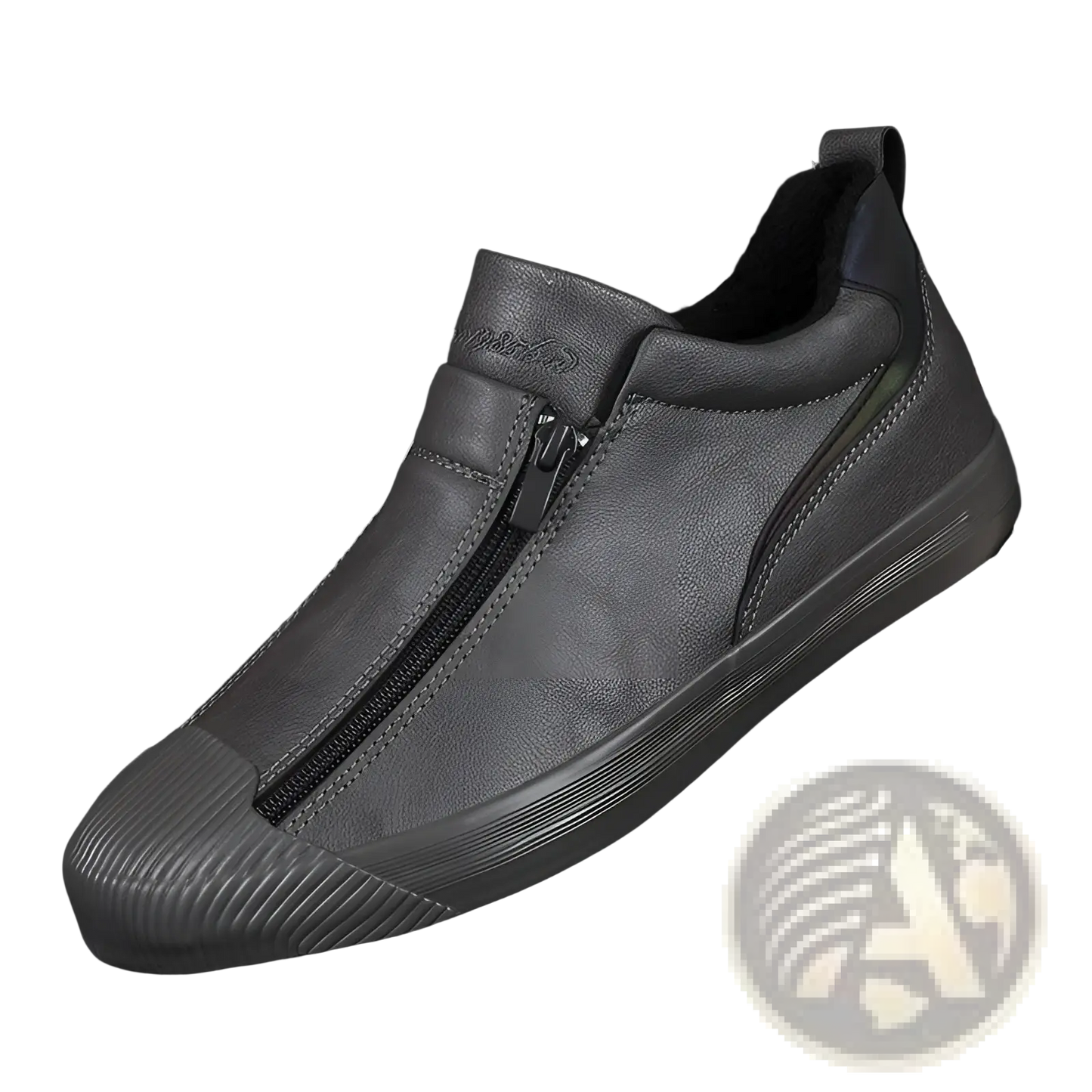 Korean Style Men's High Heel Leather Zipper Sneakers