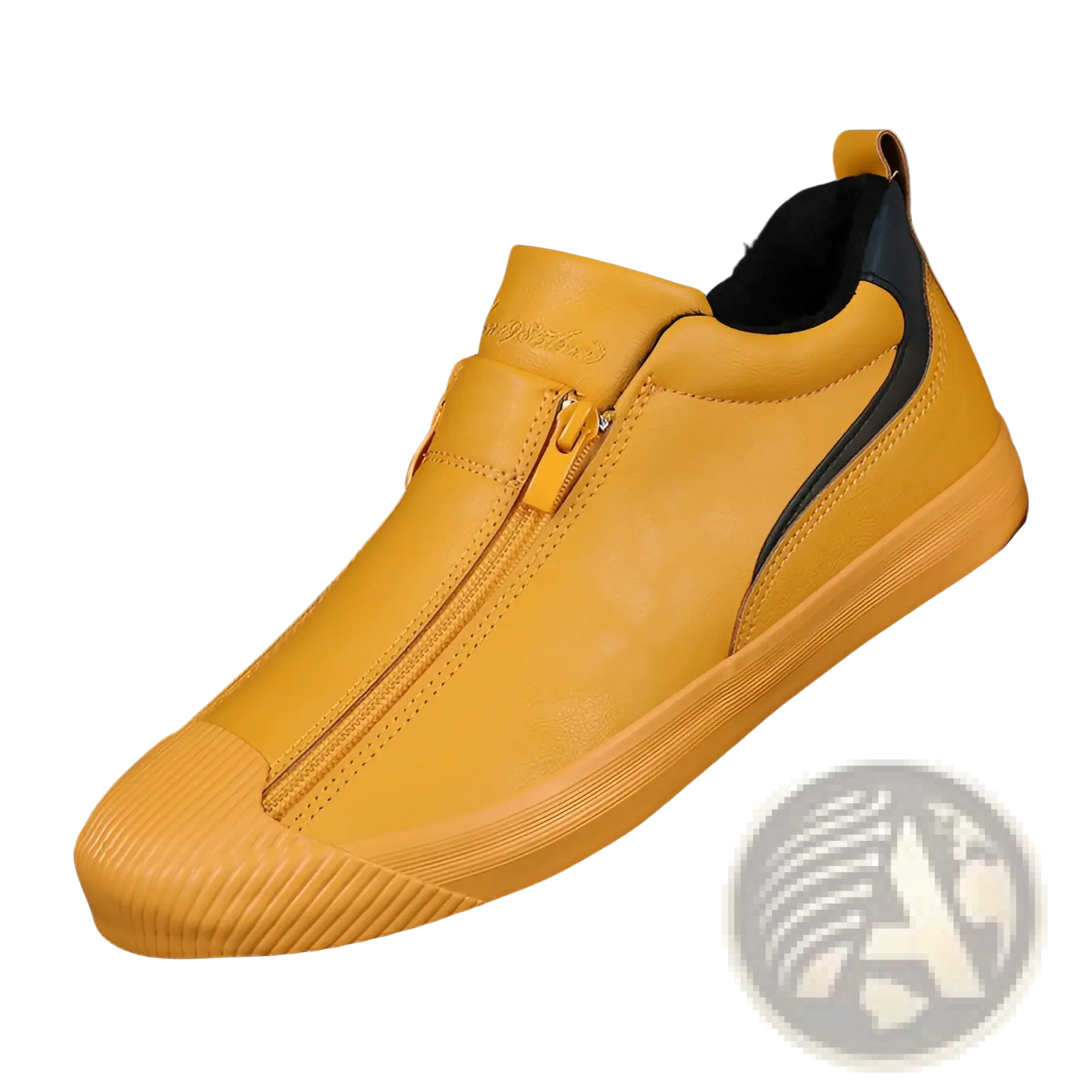 Korean Style Men's High Heel Leather Zipper Sneakers