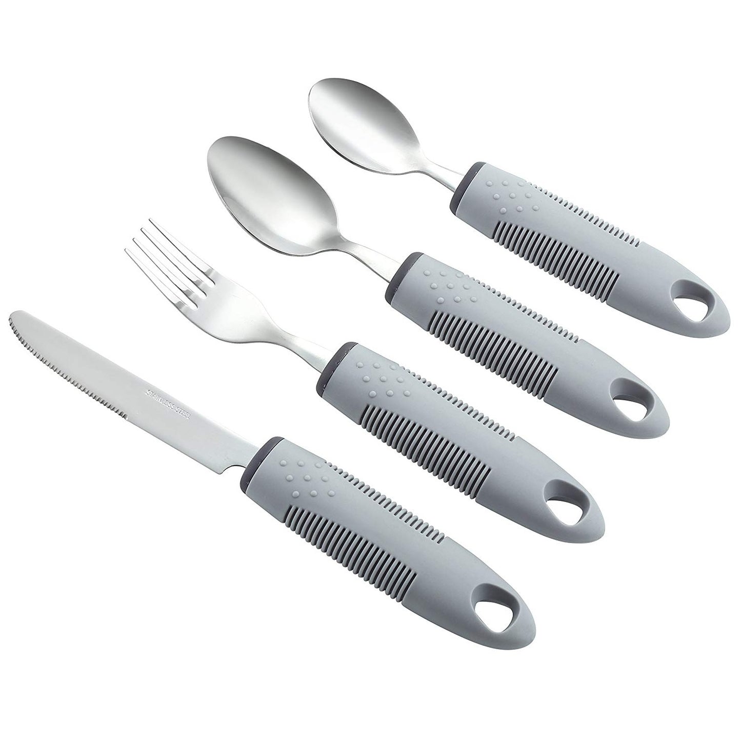 Conjunto de cozinha Homvare de 4 peças, utensílios adaptáveis ​​com alças largas, sem peso e antiderrapantes para tremores nas mãos