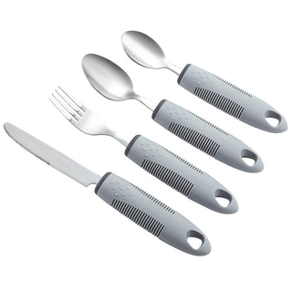 Conjunto de cozinha Homvare de 4 peças, utensílios adaptáveis ​​com alças largas, sem peso e antiderrapantes para tremores nas mãos