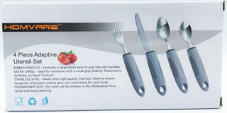 Conjunto de cozinha Homvare de 4 peças, utensílios adaptáveis ​​com alças largas, sem peso e antiderrapantes para tremores nas mãos