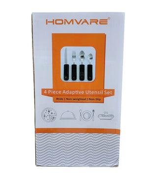 Conjunto de cozinha Homvare de 4 peças, utensílios adaptáveis ​​com alças largas, sem peso e antiderrapantes para tremores nas mãos