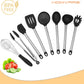 Conjunto de utensílios de cozinha Homvare de 8 peças em aço inoxidável, silicone sem BPA, fácil de segurar, material durável - preto
