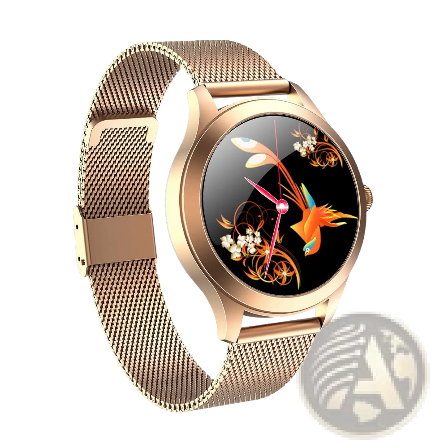Kw10 Pro Women Rose Gold Mesh Smartwatch with Butterfly Dial