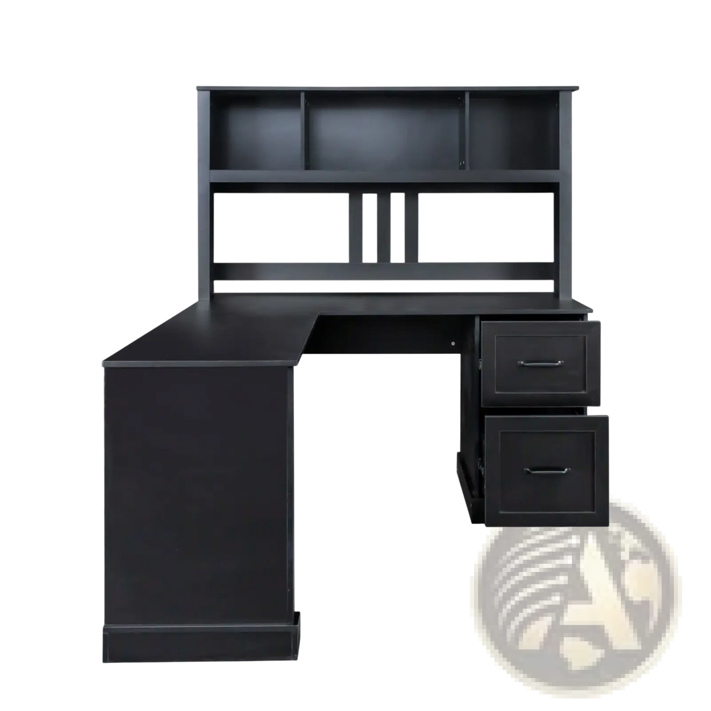 L-shaped Computer Desk with Hutch and Drawers