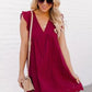 Lace Jacquard v Neck Eyelet Beach Dress with Pockets