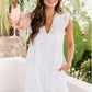 Lace Jacquard v Neck Eyelet Beach Dress with Pockets