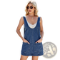 Lace Trim Denim Mid Length Pinafore Dress