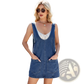 Lace Trim Denim Mid Length Pinafore Dress