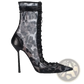 Lace Up Mesh Pointed Toe Stiletto High Heel Sandals
