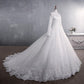 Embroidered Lace Stand Collar Wedding Gown with Train