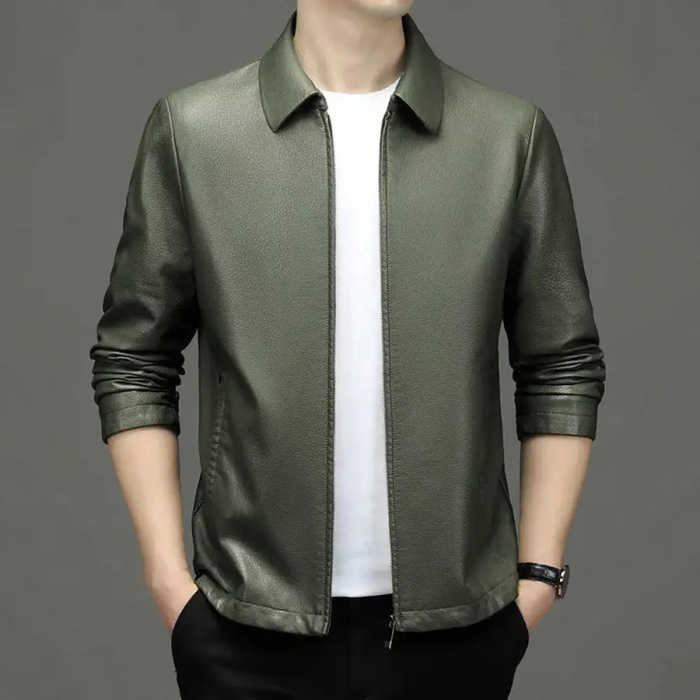 Men's Premium Genuine Leather Lapel Collar Jacket