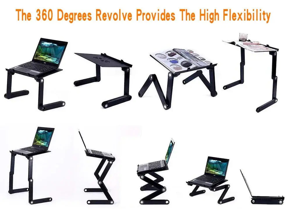 Ergonomic Folding Laptop Desk with Cooling Fan and Mouse Pad