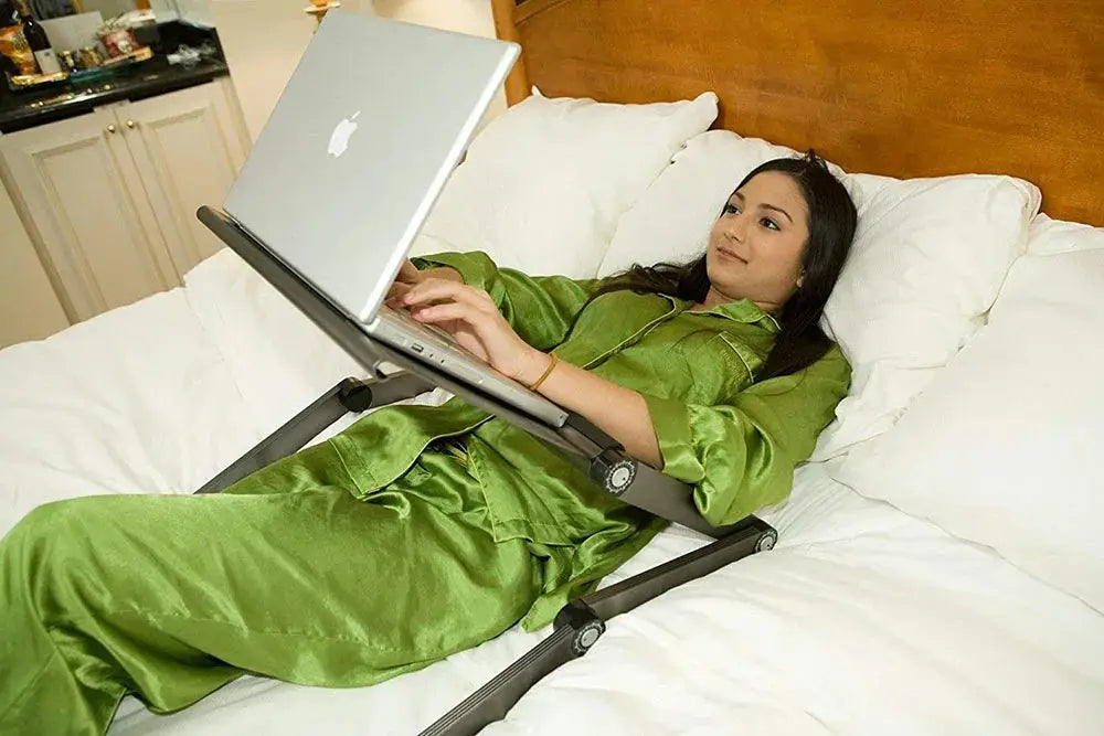 Ergonomic Folding Laptop Desk with Cooling Fan and Mouse Pad
