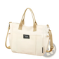Large Capacity Canvas Commuter Tote with Leather Straps