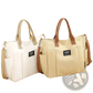Large Capacity Canvas Commuter Tote with Leather Straps