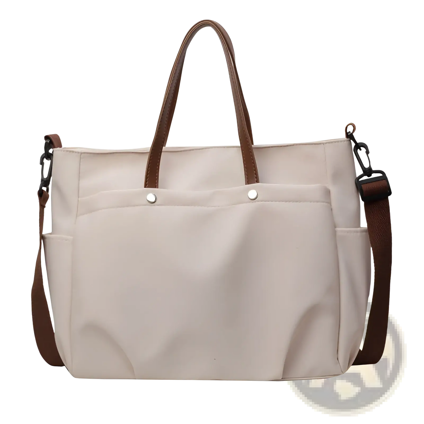 Large Capacity Canvas Tote Bag with Leather Handles