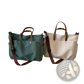 Large Capacity Canvas Tote Bag with Leather Handles