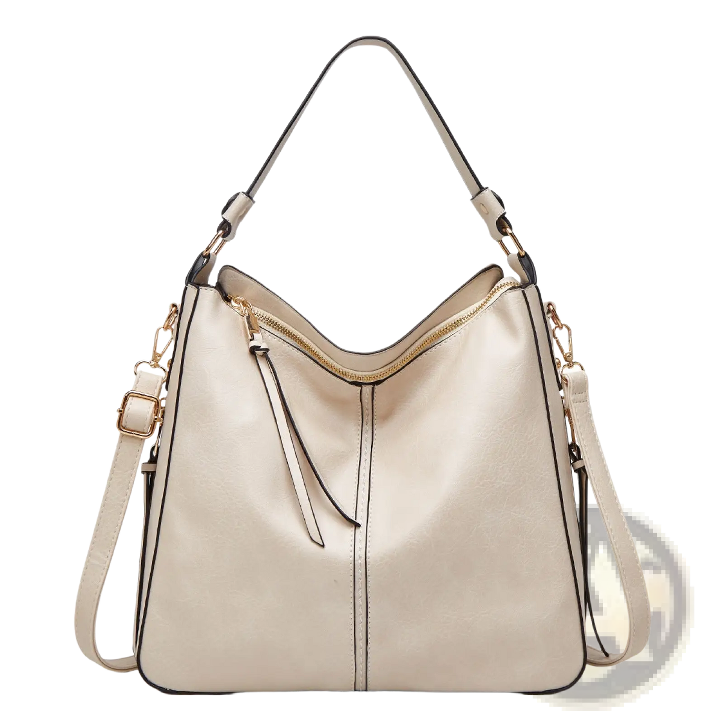 Large Capacity Faux Leather Zippered Hobo Shoulder Bag