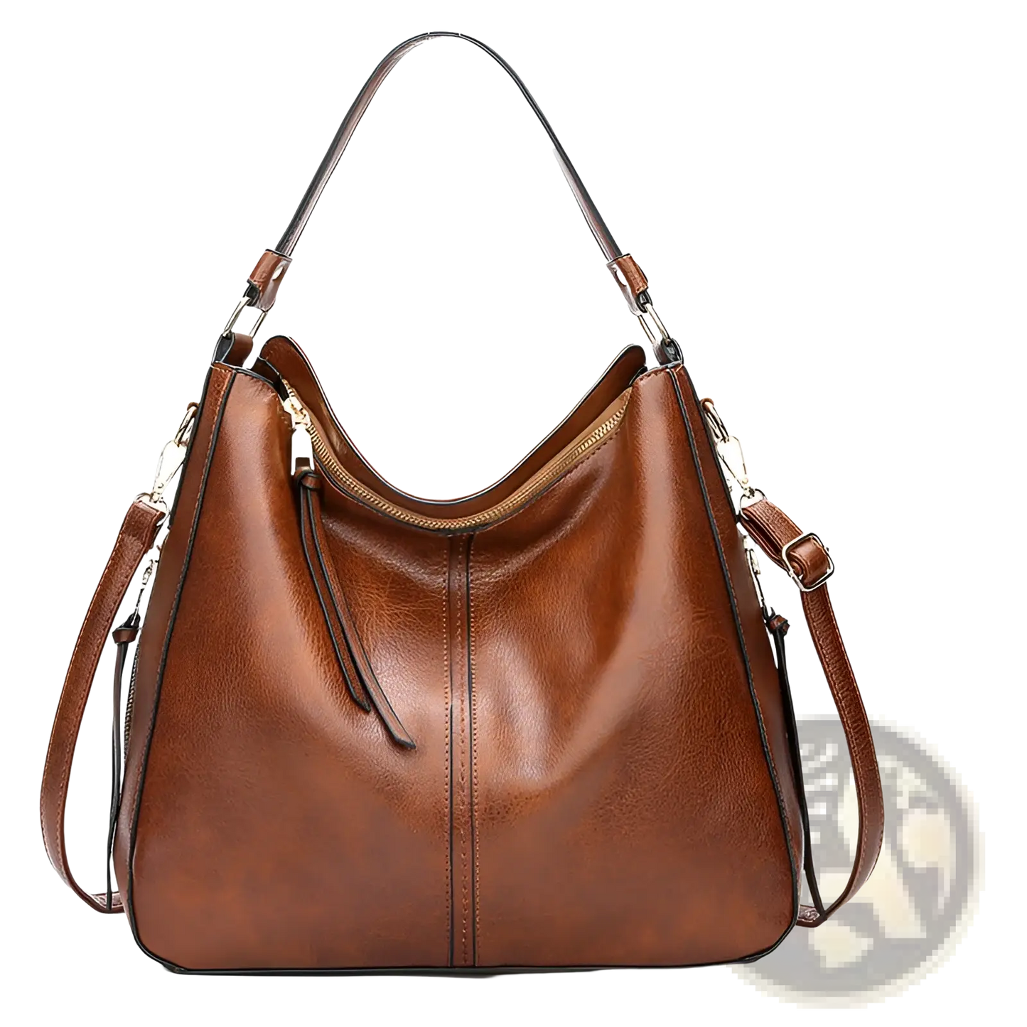 Large Capacity Faux Leather Zippered Hobo Shoulder Bag