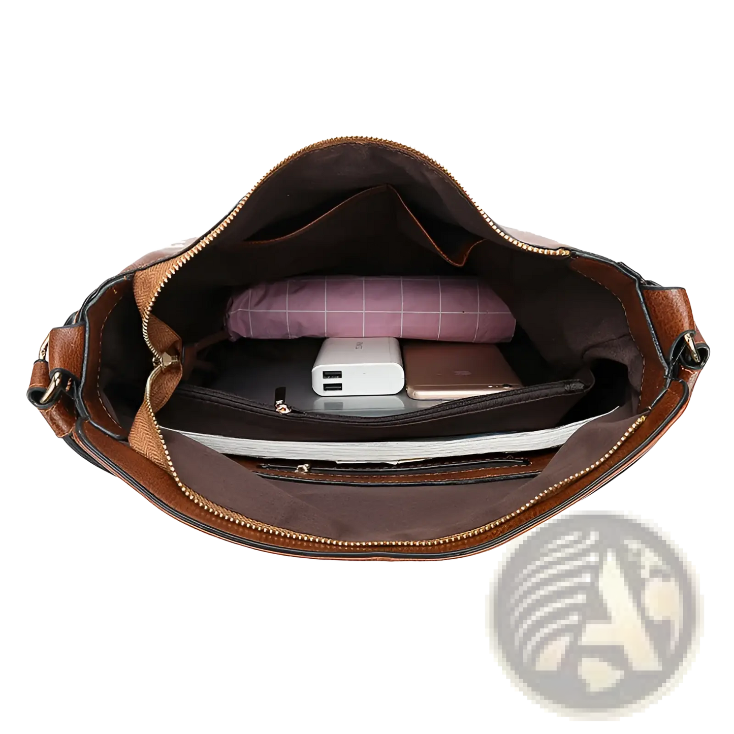 Large Capacity Faux Leather Zippered Hobo Shoulder Bag