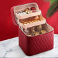 Quilted Korean Travel Cosmetic Case with Mirror