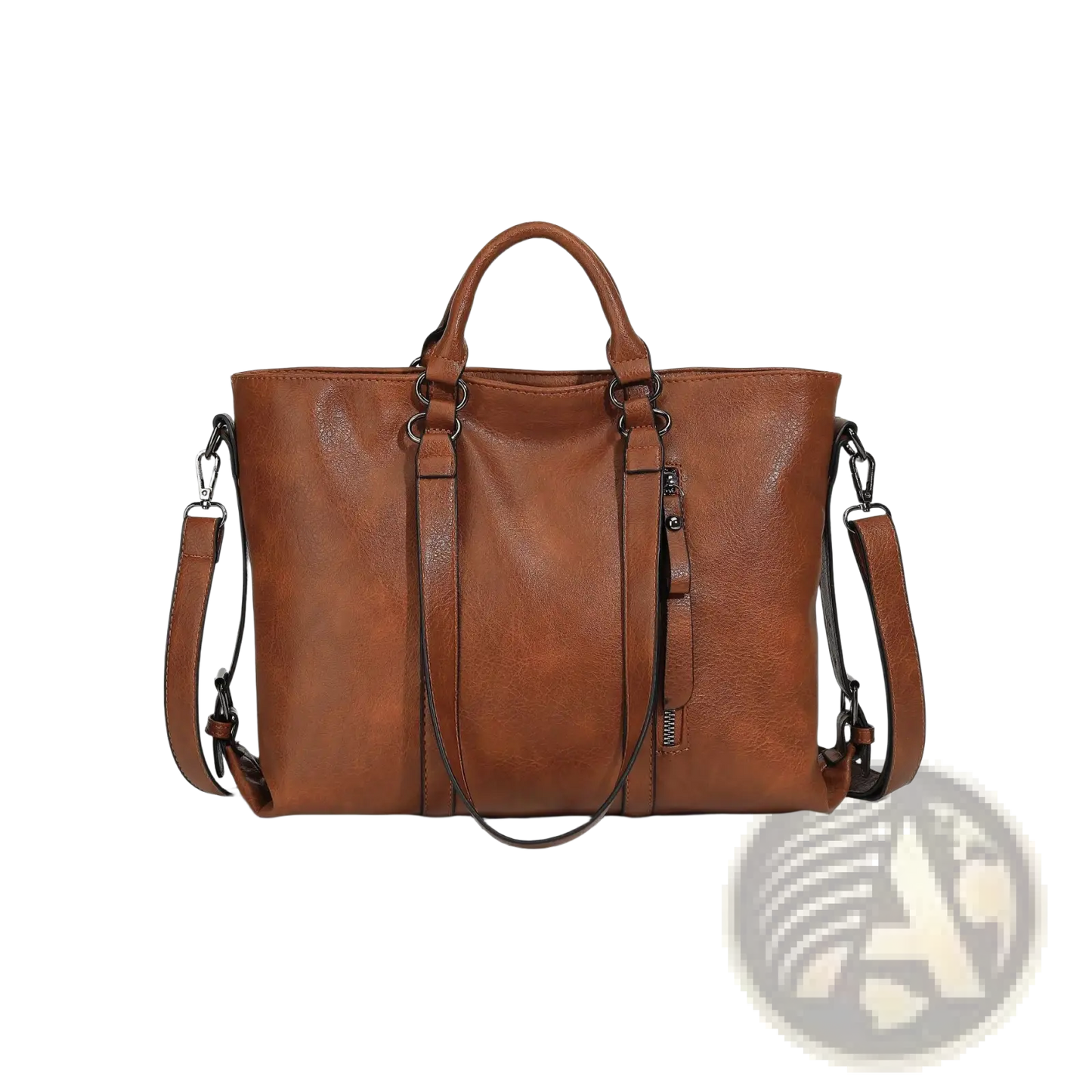 Large Capacity Leather Tote Bag with Shoulder Strap